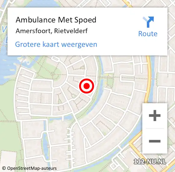 Locatie op kaart van de 112 melding: Ambulance Met Spoed Naar Amersfoort, Rietvelderf op 9 september 2014 00:10