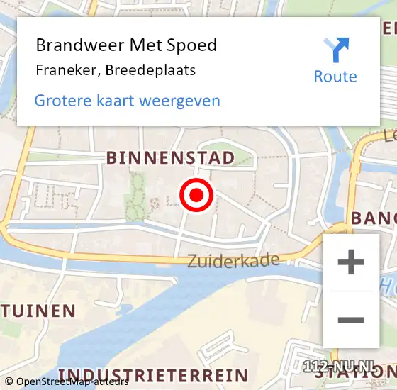 Locatie op kaart van de 112 melding: Brandweer Met Spoed Naar Franeker, Breedeplaats op 22 september 2023 01:31