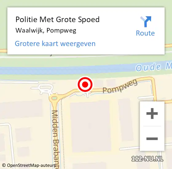 Locatie op kaart van de 112 melding: Politie Met Grote Spoed Naar Waalwijk, Pompweg op 22 september 2023 02:21