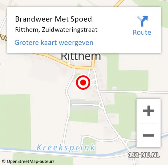 Locatie op kaart van de 112 melding: Brandweer Met Spoed Naar Ritthem, Zuidwateringstraat op 22 september 2023 03:11