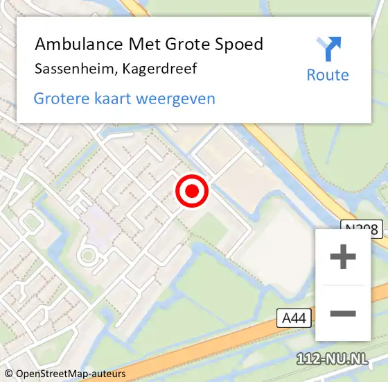 Locatie op kaart van de 112 melding: Ambulance Met Grote Spoed Naar Sassenheim, Kagerdreef op 22 september 2023 03:46
