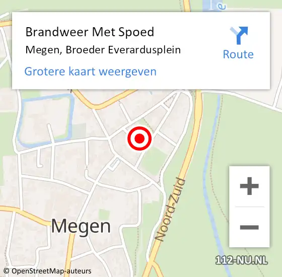Locatie op kaart van de 112 melding: Brandweer Met Spoed Naar Megen, Broeder Everardusplein op 22 september 2023 04:42