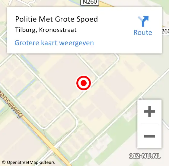 Locatie op kaart van de 112 melding: Politie Met Grote Spoed Naar Tilburg, Kronosstraat op 22 september 2023 05:28