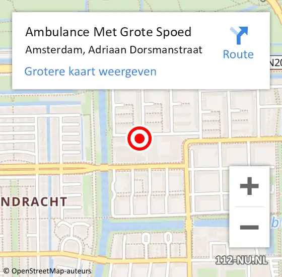 Locatie op kaart van de 112 melding: Ambulance Met Grote Spoed Naar Amsterdam, Adriaan Dorsmanstraat op 22 september 2023 06:48