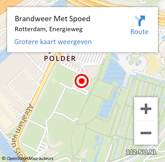 Locatie op kaart van de 112 melding: Brandweer Met Spoed Naar Rotterdam, Energieweg op 22 september 2023 07:12