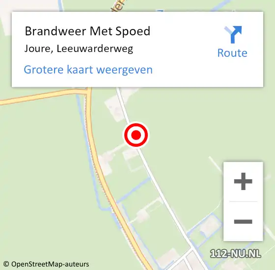 Locatie op kaart van de 112 melding: Brandweer Met Spoed Naar Joure, Leeuwarderweg op 22 september 2023 07:35