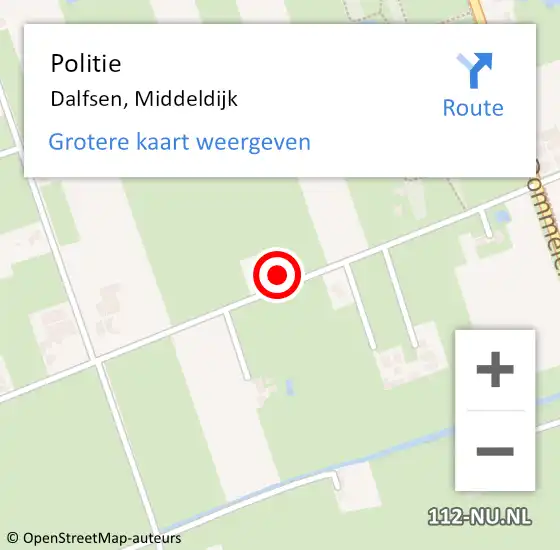 Locatie op kaart van de 112 melding: Politie Dalfsen, Middeldijk op 22 september 2023 07:55