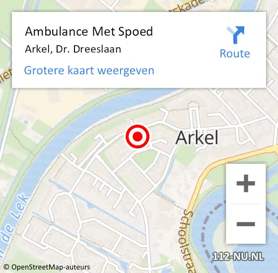 Locatie op kaart van de 112 melding: Ambulance Met Spoed Naar Arkel, Dr. Dreeslaan op 22 september 2023 07:58