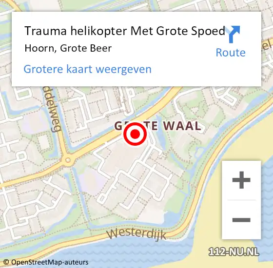 Locatie op kaart van de 112 melding: Trauma helikopter Met Grote Spoed Naar Hoorn, Grote Beer op 22 september 2023 08:28