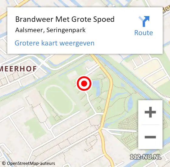 Locatie op kaart van de 112 melding: Brandweer Met Grote Spoed Naar Aalsmeer, Seringenpark op 22 september 2023 08:30