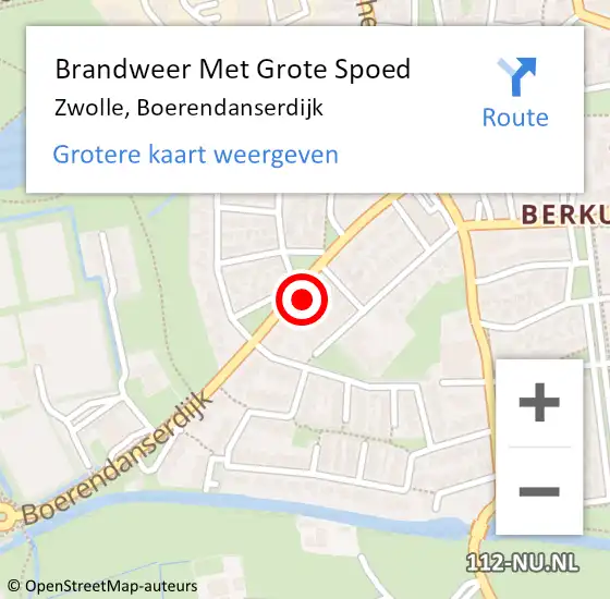 Locatie op kaart van de 112 melding: Brandweer Met Grote Spoed Naar Zwolle, Boerendanserdijk op 22 september 2023 08:34