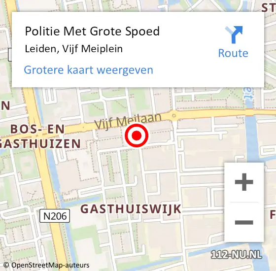 Locatie op kaart van de 112 melding: Politie Met Grote Spoed Naar Leiden, Vijf Meiplein op 22 september 2023 08:49