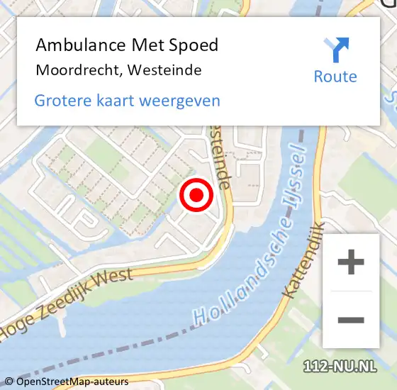 Locatie op kaart van de 112 melding: Ambulance Met Spoed Naar Moordrecht, Westeinde op 22 september 2023 08:57