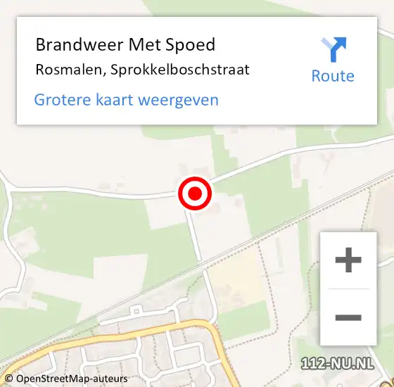 Locatie op kaart van de 112 melding: Brandweer Met Spoed Naar Rosmalen, Sprokkelboschstraat op 22 september 2023 09:02
