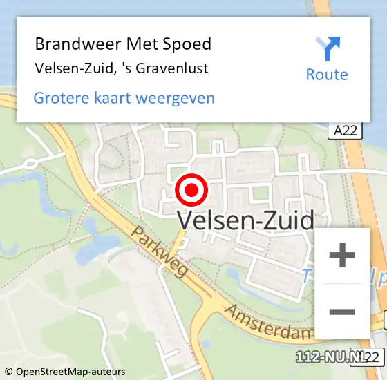 Locatie op kaart van de 112 melding: Brandweer Met Spoed Naar Velsen-Zuid, 's Gravenlust op 22 september 2023 09:05