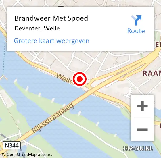 Locatie op kaart van de 112 melding: Brandweer Met Spoed Naar Deventer, Welle op 22 september 2023 09:09