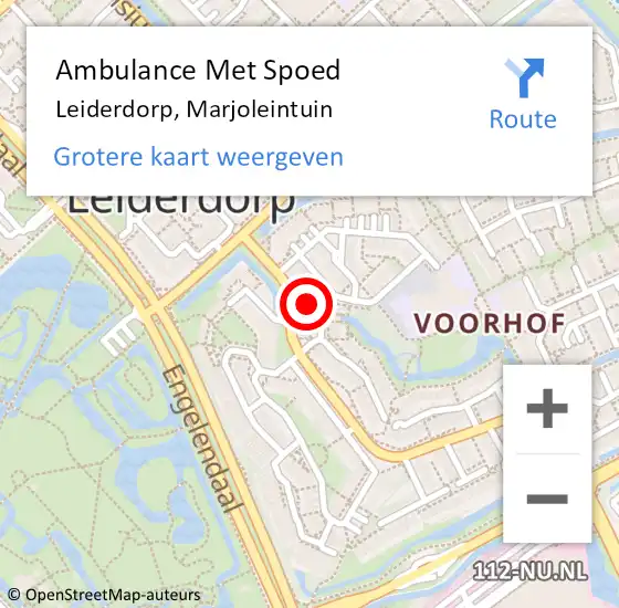 Locatie op kaart van de 112 melding: Ambulance Met Spoed Naar Leiderdorp, Marjoleintuin op 22 september 2023 09:20