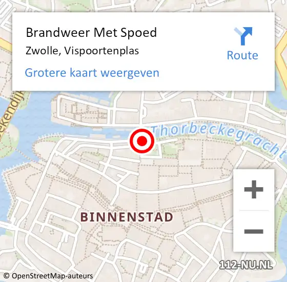 Locatie op kaart van de 112 melding: Brandweer Met Spoed Naar Zwolle, Vispoortenplas op 22 september 2023 10:05