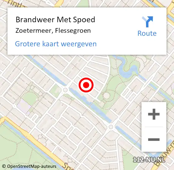 Locatie op kaart van de 112 melding: Brandweer Met Spoed Naar Zoetermeer, Flessegroen op 22 september 2023 10:20