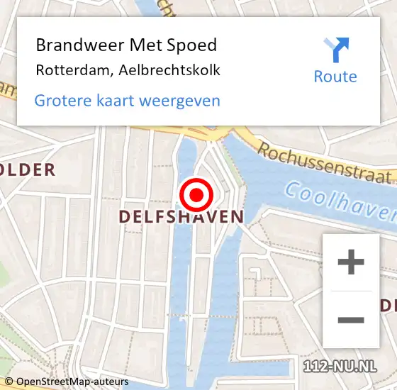 Locatie op kaart van de 112 melding: Brandweer Met Spoed Naar Rotterdam, Aelbrechtskolk op 22 september 2023 11:03