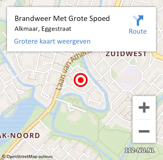 Locatie op kaart van de 112 melding: Brandweer Met Grote Spoed Naar Alkmaar, Eggestraat op 22 september 2023 11:28