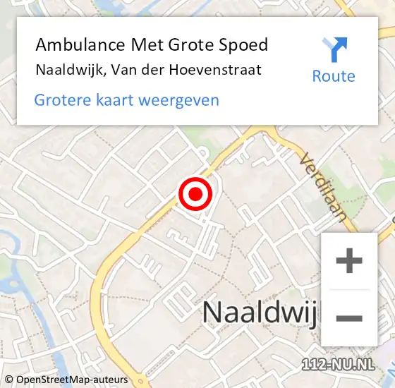 Locatie op kaart van de 112 melding: Ambulance Met Grote Spoed Naar Naaldwijk, Van der Hoevenstraat op 22 september 2023 11:33