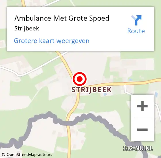Locatie op kaart van de 112 melding: Ambulance Met Grote Spoed Naar Strijbeek op 22 september 2023 11:47
