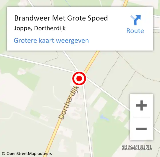 Locatie op kaart van de 112 melding: Brandweer Met Grote Spoed Naar Joppe, Dortherdijk op 14 oktober 2013 01:33