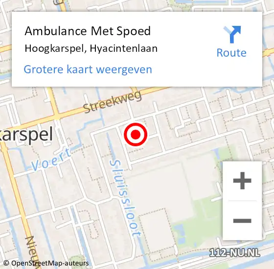 Locatie op kaart van de 112 melding: Ambulance Met Spoed Naar Hoogkarspel, Hyacintenlaan op 22 september 2023 11:57