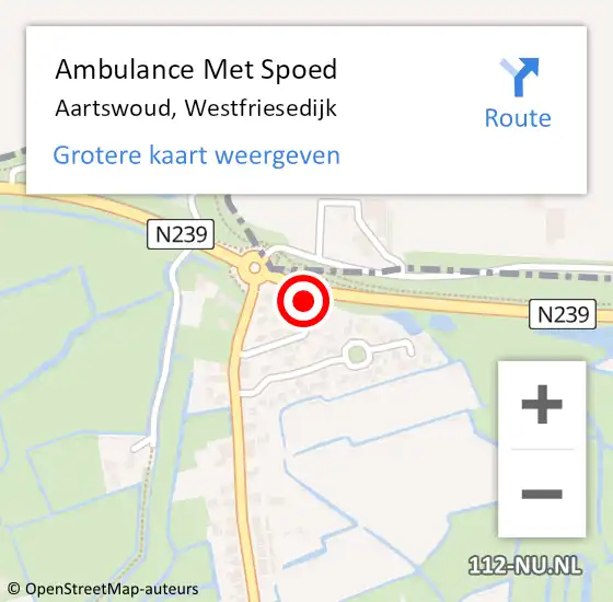 Locatie op kaart van de 112 melding: Ambulance Met Spoed Naar Aartswoud, Westfriesedijk op 22 september 2023 12:12