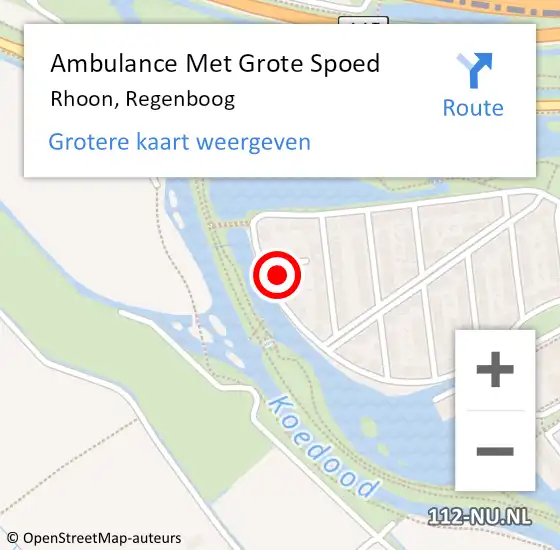 Locatie op kaart van de 112 melding: Ambulance Met Grote Spoed Naar Rhoon, Regenboog op 22 september 2023 12:31