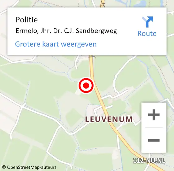 Locatie op kaart van de 112 melding: Politie Ermelo, Jhr. Dr. C.J. Sandbergweg op 22 september 2023 12:39