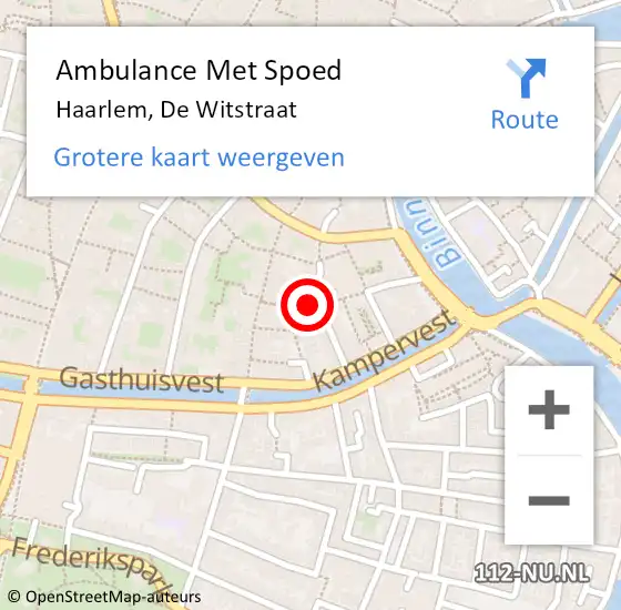 Locatie op kaart van de 112 melding: Ambulance Met Spoed Naar Haarlem, De Witstraat op 22 september 2023 12:47