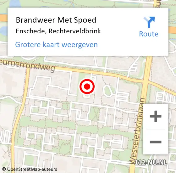 Locatie op kaart van de 112 melding: Brandweer Met Spoed Naar Enschede, Rechterveldbrink op 22 september 2023 13:00