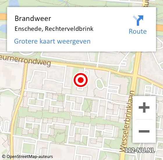 Locatie op kaart van de 112 melding: Brandweer Enschede, Rechterveldbrink op 22 september 2023 13:01