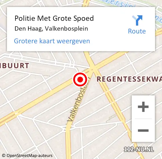 Locatie op kaart van de 112 melding: Politie Met Grote Spoed Naar Den Haag, Valkenbosplein op 22 september 2023 13:41