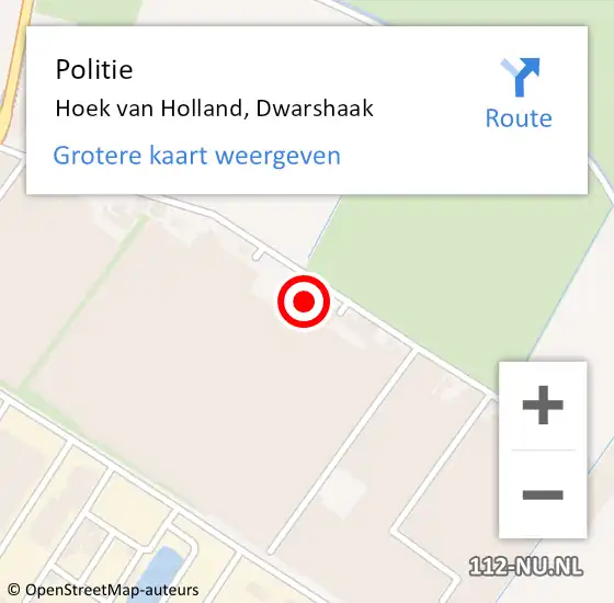 Locatie op kaart van de 112 melding: Politie Hoek van Holland, Dwarshaak op 22 september 2023 14:08