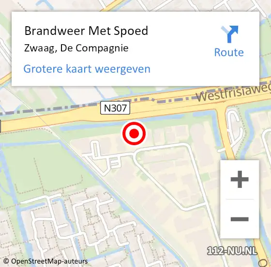 Locatie op kaart van de 112 melding: Brandweer Met Spoed Naar Zwaag, De Compagnie op 22 september 2023 14:29