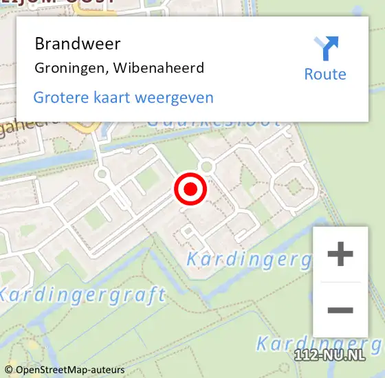 Locatie op kaart van de 112 melding: Brandweer Groningen, Wibenaheerd op 22 september 2023 14:30