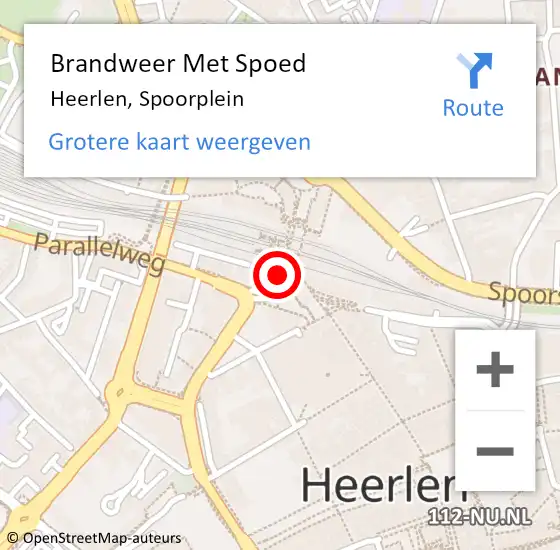 Locatie op kaart van de 112 melding: Brandweer Met Spoed Naar Heerlen, Spoorplein op 22 september 2023 14:30