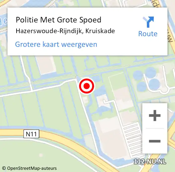 Locatie op kaart van de 112 melding: Politie Met Grote Spoed Naar Hazerswoude-Rijndijk, Kruiskade op 22 september 2023 14:40