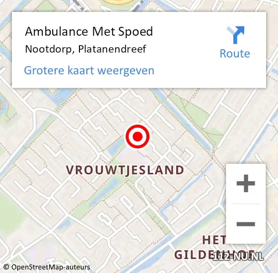 Locatie op kaart van de 112 melding: Ambulance Met Spoed Naar Nootdorp, Platanendreef op 22 september 2023 14:53