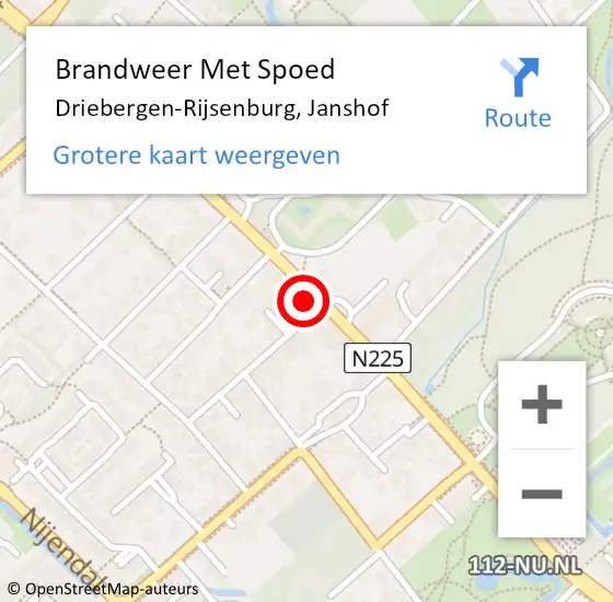 Locatie op kaart van de 112 melding: Brandweer Met Spoed Naar Driebergen-Rijsenburg, Janshof op 22 september 2023 15:06