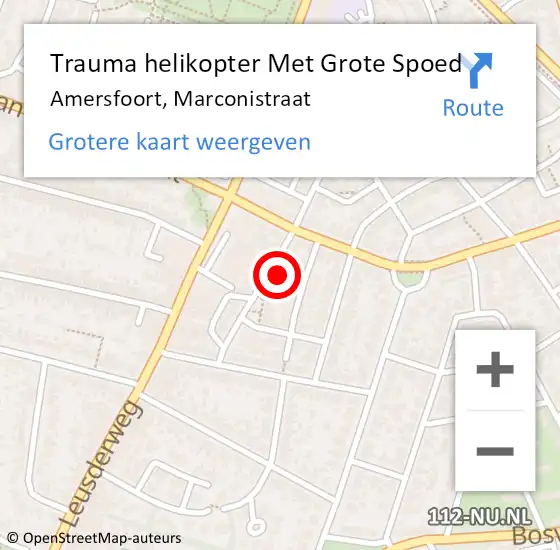 Locatie op kaart van de 112 melding: Trauma helikopter Met Grote Spoed Naar Amersfoort, Marconistraat op 22 september 2023 15:10