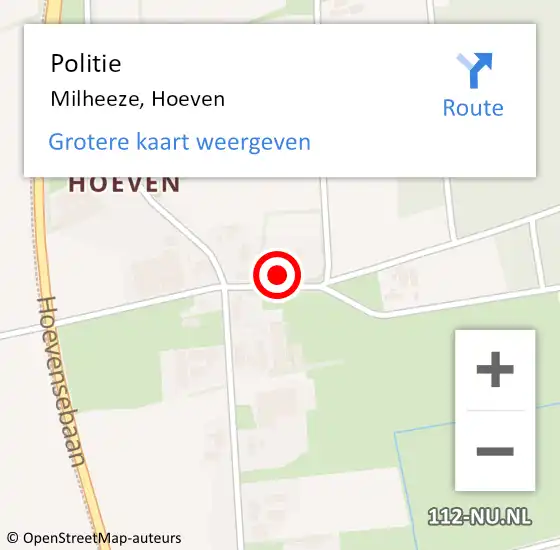 Locatie op kaart van de 112 melding: Politie Milheeze, Hoeven op 22 september 2023 15:20