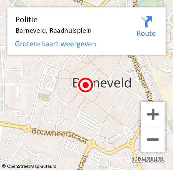 Locatie op kaart van de 112 melding: Politie Barneveld, Raadhuisplein op 22 september 2023 15:24