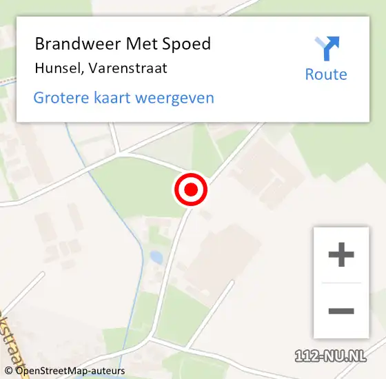 Locatie op kaart van de 112 melding: Brandweer Met Spoed Naar Hunsel, Varenstraat op 22 september 2023 15:46