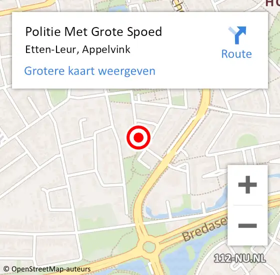 Locatie op kaart van de 112 melding: Politie Met Grote Spoed Naar Etten-Leur, Appelvink op 22 september 2023 15:58