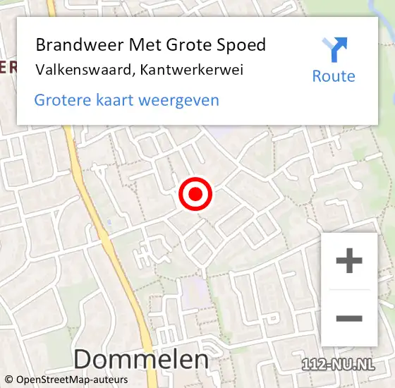 Locatie op kaart van de 112 melding: Brandweer Met Grote Spoed Naar Valkenswaard, Kantwerkerwei op 22 september 2023 16:24