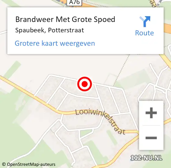 Locatie op kaart van de 112 melding: Brandweer Met Grote Spoed Naar Spaubeek, Potterstraat op 22 september 2023 16:31